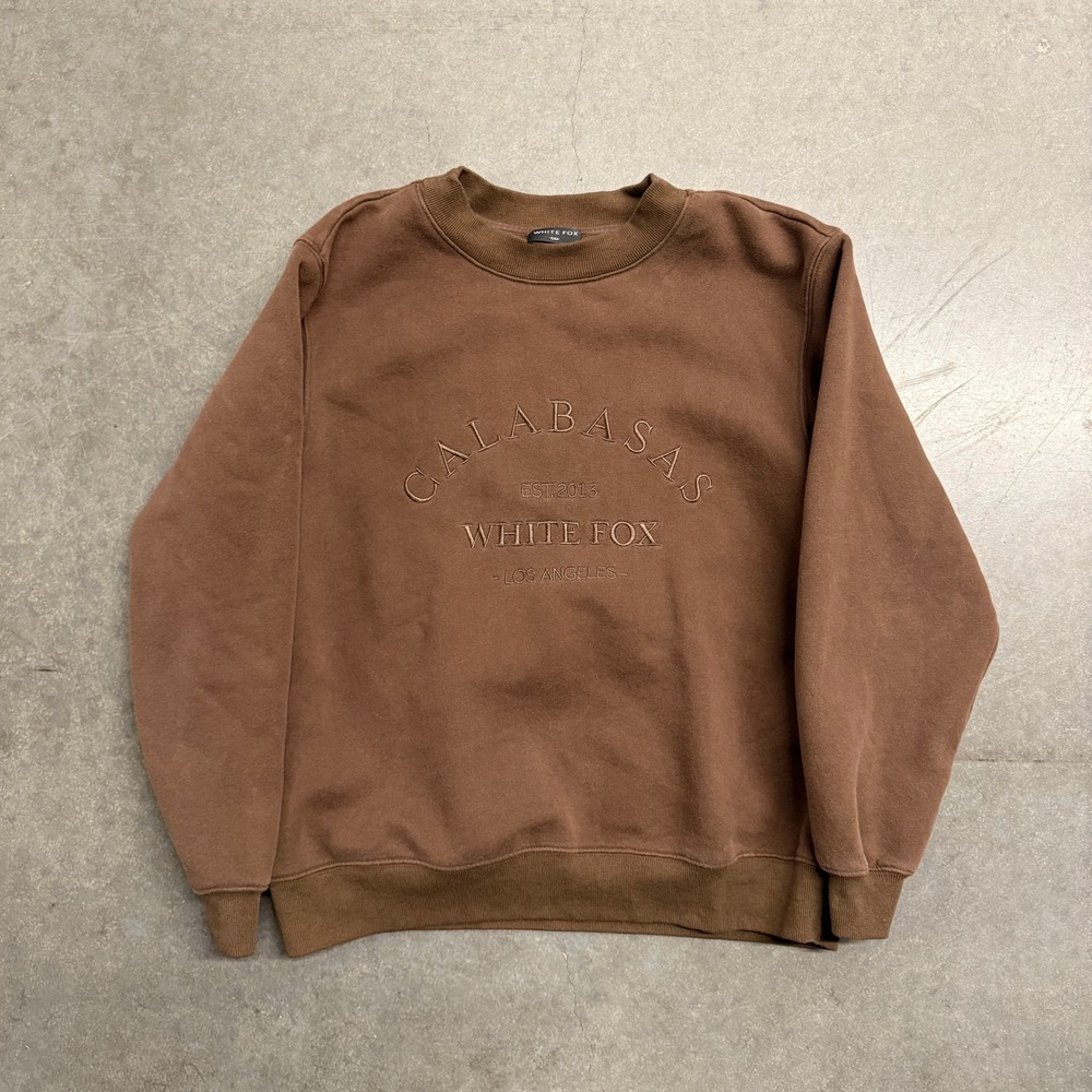 White Fox Boutique Calabasas Los Angeles Embroidered Sweatshirt Brown SM